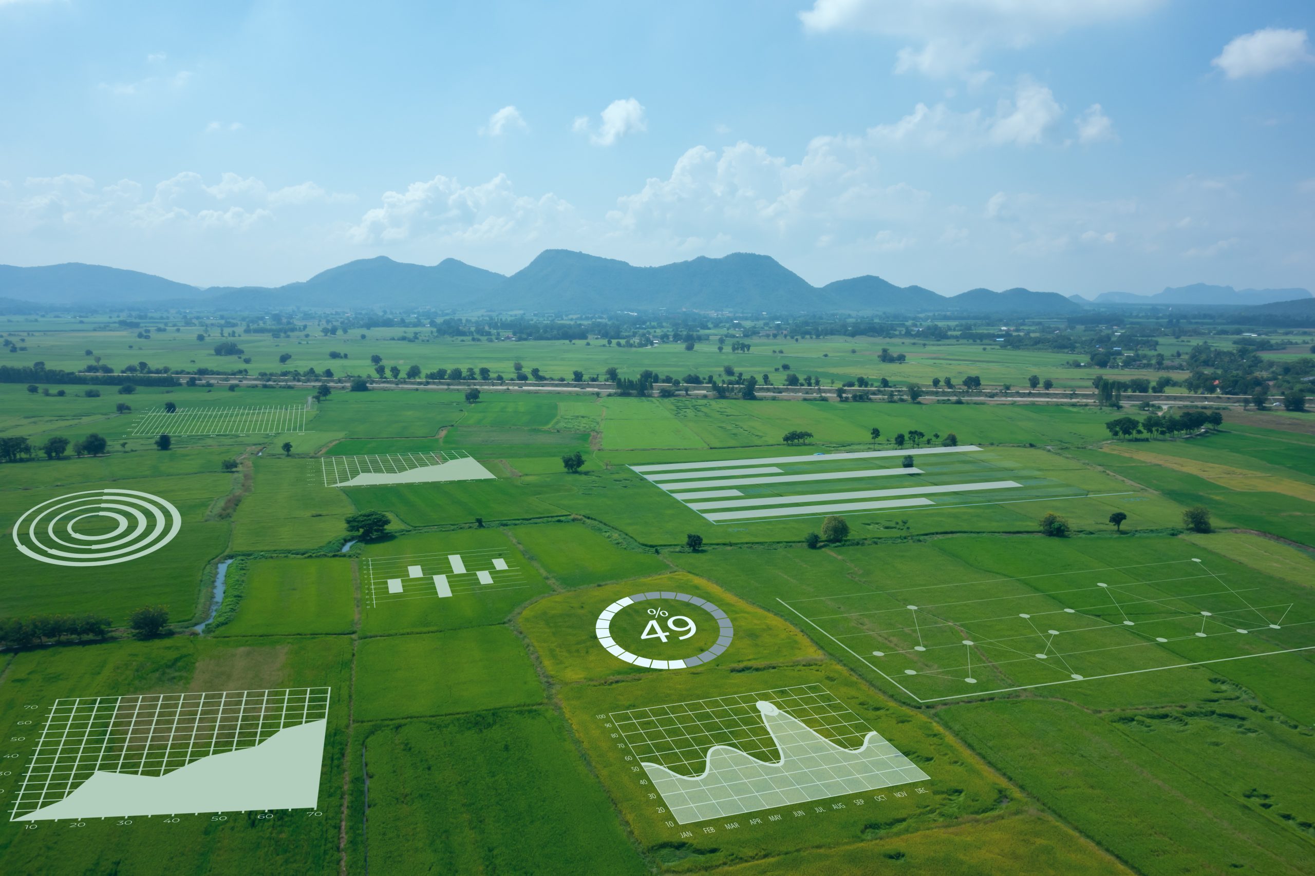 smart farm ,agriculture concept, farmer use data augmented mixed